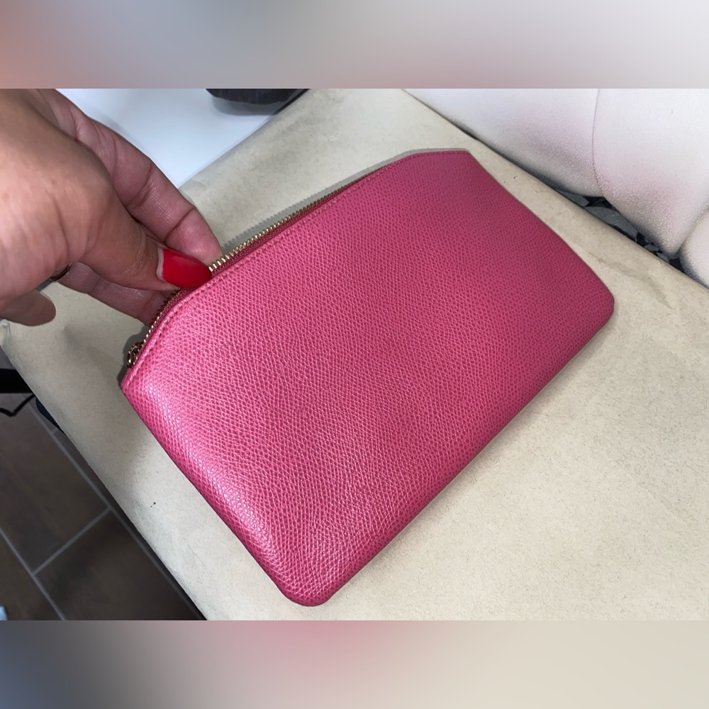 Furla Pink Saffiano leather cosmetic pouch